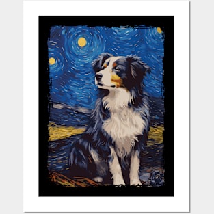 Australian Shepherd Starry Night Posters and Art